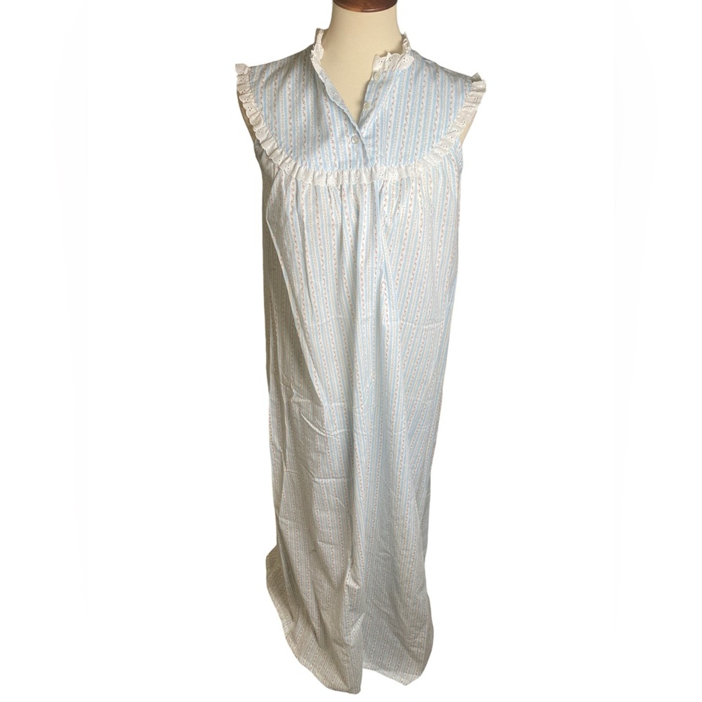 Vintage 70s Floral Striped Nightgown - Picture 1 of 4